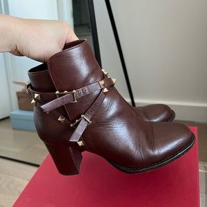 Valentino studded brown leather booties